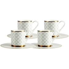 Espresso parts cups and mugs are found in cafés and coffee shops around the world. Ashbury Espresso Cup And Saucer Set Of 4 Blue Gold The One Uae