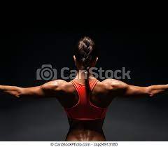 Maybe you would like to learn more about one of these? Athletic Young Woman Showing Muscles Of The Back And Hands On A Black Background Canstock