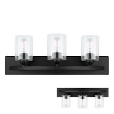 Bennington Lakeland 3 Globe Vanity Bath Light Bar With Clear Glass Matte Black In 2020 Bar Lighting Black Vanity Light Bath Light