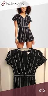 Black And White Striped Short Romper Final Xhilaration Black White Striped Romper White Striped Romper Stripped Romper Striped