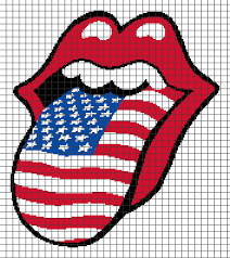 Rolling Stones Tongue American Flag Chart Graph And Row By Row Written Crochet Instructions 01
