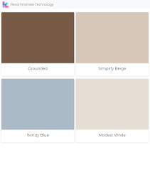 View interior and exterior paint colors and color palettes. Grounded Simplify Beige Windy Blue Modest White Blue Colour Palette Sherwin Williams Paint Colors Paint Color Palettes