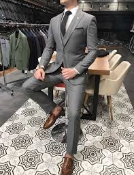 Terziademaltun Italyan Stil Slim Fit Ceket Yelek Pantolon Gri Takim Elbise T3117 1 Designer Suits For Men Mens Fashion Suits Suit Fashion