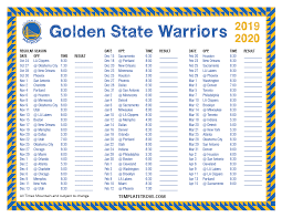 The official schedule of the nhl including date, eastern time, access to tickets, tv network, and bienvenido a nhl.com, el sitio oficial de la national hockey league. Printable 2019 2020 Golden State Warriors Schedule