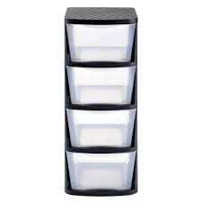 Muscle Rack 4 Drawer Clear Plastic Storage Tower With Black Frame Pdt4 The Home Depot Plastic Storage Drawers Plastic Drawers Plastic Container Storage