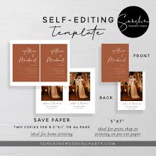 Terracotta Wedding Invitation Template with Photo, Printable Burnt Orange  Wedding Invitation with Picture, Modern Minimalist Boho Rustic, T1