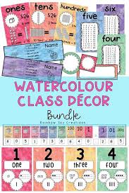 Watercolour Classroom Decor Bundle Rainbow Classroom