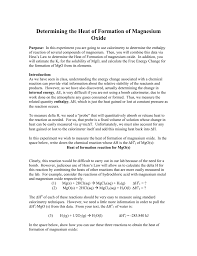 Endotermik tepkimelerde delta h 0 dan büyükmü oluyor. Lab Xiv Determing The Heat Of Formation Of Mgo