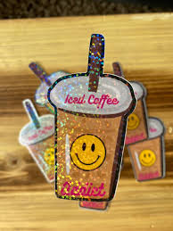 Iced Coffee Addict Sticker Holographic Sticker Aesthetic Coffee Sticker  Waterproof Sticker Water Bottle Sticker Laptop Sticker