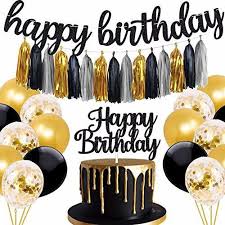 Kit De Decoracion De Cumpleanos Negro Y Dorado Para Hombres Envio Gratis