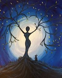 Paint Night Ideas Easy Lovely Paint Nite Blue Tree Goddess Use Orlandovip At Checkout Easy Canvas Painting Beginner Painting Canvas Painting