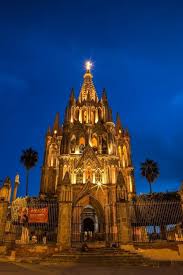 Evening Lights Parroquia Archangel Church San Miguel De Allende Mexico San Miguel De Allende San Miguel Archangels