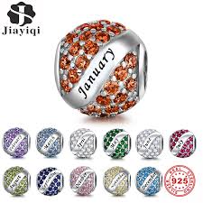 Authentic pandora matyroshka doll dangle charms mixed enamel sterling hallmarked s925 ale item# 797834enmx. Jiayiqi 12 Months Birthday Charms 925 Sterling Silver Round Cz Beads Fit Women Charms Silver 925 Original Jewelry Gift Beads Aliexpress