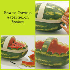 Easy 4 Steps To Carve A Watermelon Watermelon Basket Fruit And Vegetable Carving Watermelon