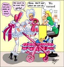 Seated at the vanity, she used a nearly white foundation on his face, followed by vivid purple eye shadow, dark black mascara and eye brow pencil and a vivid red lipstick. Pin On Sissy Captions