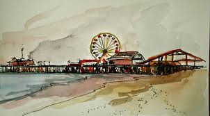 Hope on the beach at sunset (santa monica pier) paintings , 59.1 w x 47.2 h x 0.8 d in. Santa Monica Pier Drawings Novocom Top