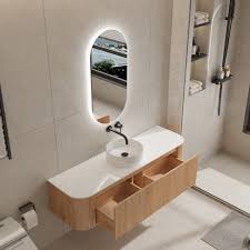 Bell 1500 Curved Vanity in Original Walnut with Single Basin