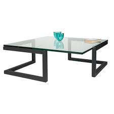 Matt black frame and base. Contemporary Coffee Table Duo Lourens Fisher Glass Metal Base Square