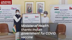 Healthcare workers, frontline workers, and anybody above 45 years of age will continue receiving vaccine free of cost from the government of india vaccine centres. Minister Of Health Thanks Indian Government For Covid Vaccine Youtube