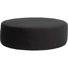 Black hair on hide round leather coffee table ottoman rich ebony hide round leather top grain le. Nuevo Hgsc731 Roberta Round Ottoman In Black Fabric