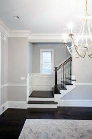 Top 70 Best Chair Rail Ideas Molding Trim Interior Designs Grey Walls Dark Wood Floors Staircase Design