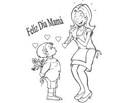 Niña regala flor a su madre. Imagenes Por El Dia De La Madre Para Colorear