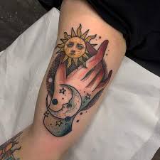 Sarah kim, a tattoo artist at body art & soul tattoo in brooklyn, ny, says that there isn't just one meaning behind a crescent moon tattoo. Top 35 Best Sun And Moon Tattoos 2021 Inspiration Guide