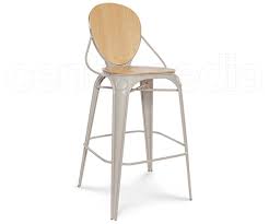 Glitzhome® rustic steel bar stools with wood seats (set of 2) Mascha Metal Stool Wooden Seat And Back Vintage Industrial Barstools