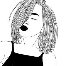Black And White Woman Drawing Tumblr Nqvzignwdt1tgzkcpo1 500 Jpg 500 500 Tumblr Art Outline Drawings Tumblr Outline