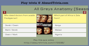 On grey's anatomy it is sometimes difficult to keep track of the personal relationships without a score card. Trivia Quiz All Greys Anatomy Seasons 1 11