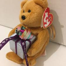 Beanie Baby Happy Birthday Bear Ty Beanie Baby Mini Happy Birthday The Bear Brown W Present In 2020 Gaming Gifts Baby Beanie Gifts For Kids