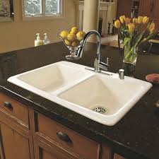 It is really quite lovely. Tuscany Drop In 33 Cast Iron 4 Hole Double Bowl Kitchen Sink At Menards