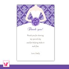 A bridal shower is such a happy and exciting occasion. 30 Personalized Purple Damask Bridal Shower Thank You Cards