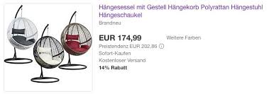 Tectake Hangesessel Mit Gestell Und Kissen Polyrattan Hangesessel Mit Gestell Polyrattan Kissen