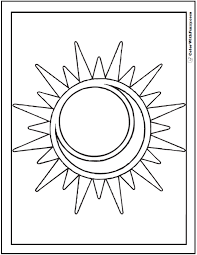 The coloring sheet shows four panels, each with a different configuration of the sun, moon, and stars. 60 Star Coloring Pages Customize And Print Ad Free Pdf