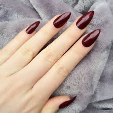 Perfect classy red coffin nail set! Dark Red Almond Acrylic Nails Nail And Manicure Trends