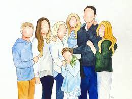 Watercolor Family Portrait By Brushworkbyjustine Family Sketch Illustrated Family Portrait Family Painting