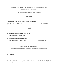 Pacific centre sdn bhd v united engineers (m) bhd 1984 2 clj (rep) 319. Civil Suit No 22ncc 623