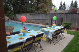 Winnie The Pooh Bday Party Tables And Chairs Party Table Bday Party 1st Birthday