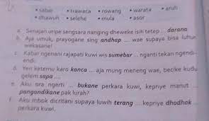 Ing ngisor iki sing kalebu wujud lan wewatone tembung basa ngoko lugu yaiku …. 2 Titik2 Ing Ngisor Iki Isenana Nganggo Tembung Saroja Sing Mathuk Brainly Co Id