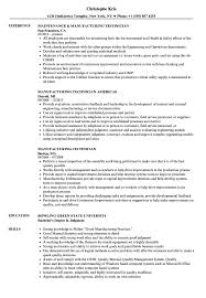 manufacturing technician resume samples