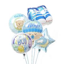 Our congratulations balloon bunch features: Boy Born Wishes