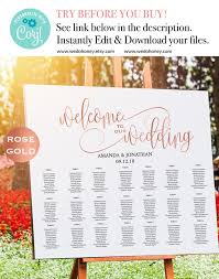 rose gold wedding seating chart template welcome wedding