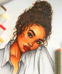 Art Sketches Black Girl Art Girl Drawing Curly Hair Cartoon