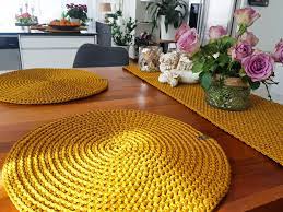 Round Dinner Table Mats Rustic Dining Room Decor Crochet Etsy In 2021 Dining Room Decor Rustic Handmade Table Table Mats