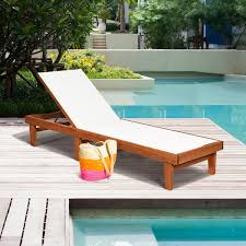 Pool lounge chairs come in different styles from classic chaise longues to outdoor lounge chairs and creative hybrids between the two. Gymax Wooden Chaise Lounge Chair Recliner Patio Outdoor W Adjustable Backrest Walmart Com Walmart Com