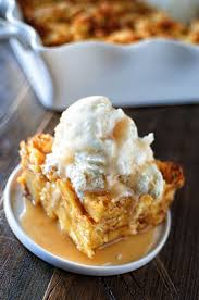 Eggnog Bread Pudding With Spiced Rum Caramel Sauce Culinary Concoctions By Peabody Eggnog Bread Pudding Comfort Desserts Holiday Baking Recipes