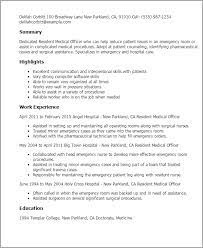 If you are aiming for a high position, your resume better be in top shape. Resident Medical Officer Resume Template Myperfectresume