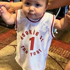 Rookie of the Year, Custom Basketball Jersey, Baby Pink One Year Old Jersey  With Customized Name and Number
