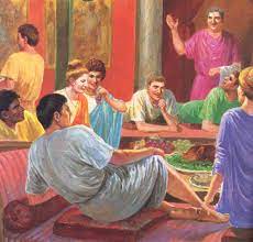 Apicius's menu for one roman banquet, which would begin in the late evening and run through the night to the accompaniment of musicians, dancers, acrobats, and poets, follows. A Roman Meal
